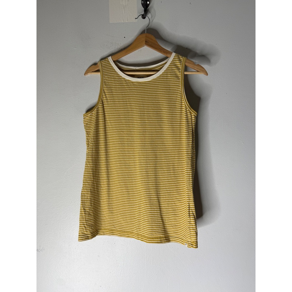 Pact Organic Cotton Striped Tank Top Yellow White Size M Sleeveless Crew Neck